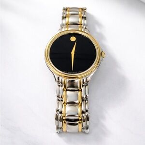 Movado Museum Classic Two-Tone Watch Black Dial Gold Silver Swiss MadeMinimalist